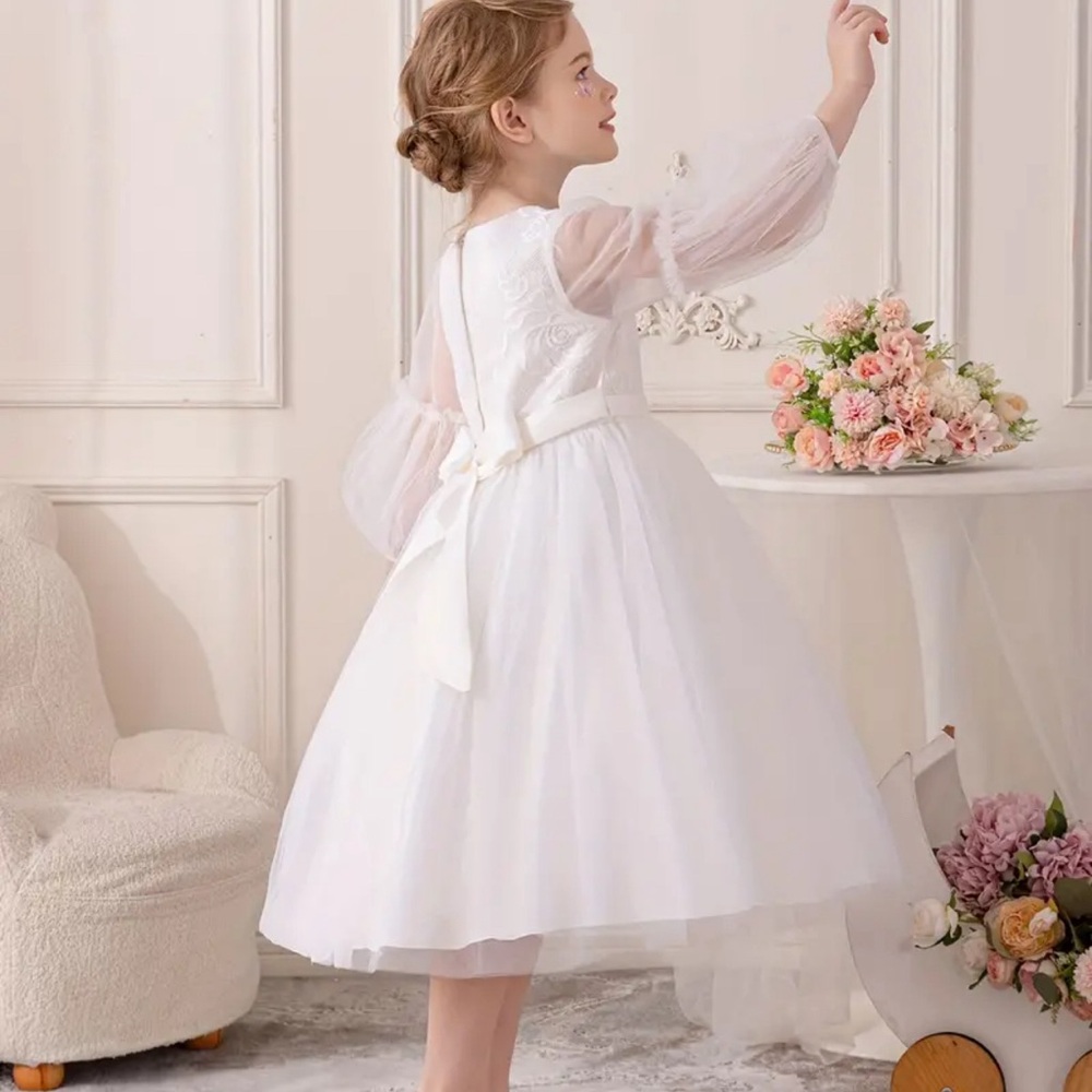 Girl's Luxury Bridal Formal White Dress - Picture 7 of 10